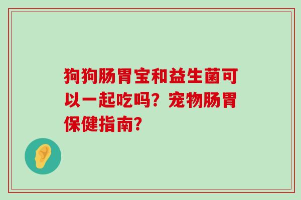 狗狗肠胃宝和益生菌可以一起吃吗？宠物肠胃保健指南？