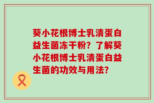 葵小花根博士乳清蛋白益生菌冻干粉？了解葵小花根博士乳清蛋白益生菌的功效与用法？