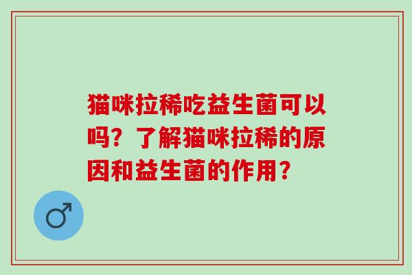猫咪拉稀吃益生菌可以吗？了解猫咪拉稀的原因和益生菌的作用？