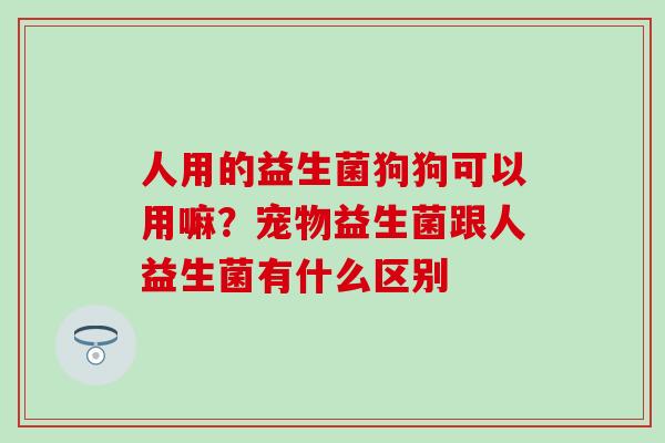 人用的益生菌狗狗可以用嘛？宠物益生菌跟人益生菌有什么区别
