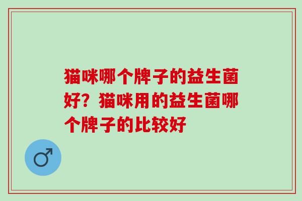 猫咪哪个牌子的益生菌好？猫咪用的益生菌哪个牌子的比较好