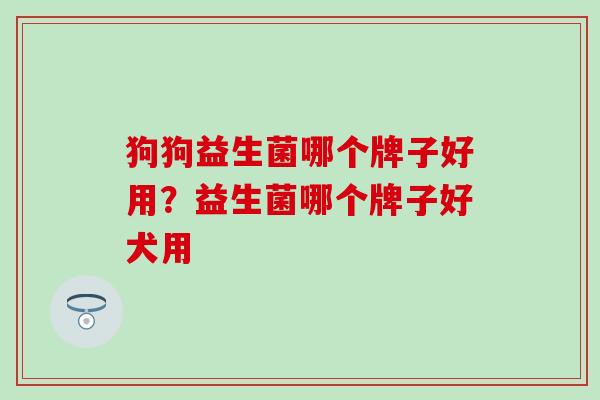 狗狗益生菌哪个牌子好用？益生菌哪个牌子好犬用