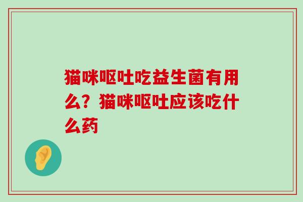 猫咪呕吐吃益生菌有用么？猫咪呕吐应该吃什么药