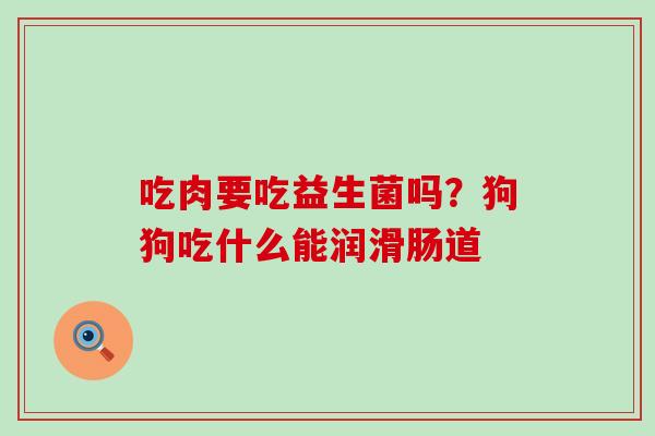 吃肉要吃益生菌吗？狗狗吃什么能润滑肠道