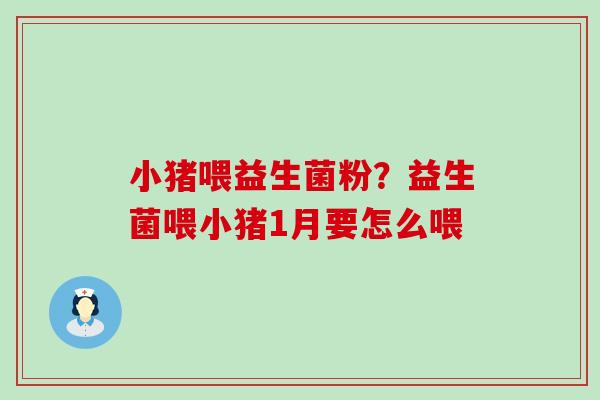 小猪喂益生菌粉？益生菌喂小猪1月要怎么喂