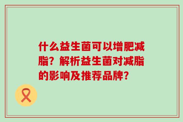 什么益生菌可以增肥减脂？解析益生菌对减脂的影响及推荐品牌？