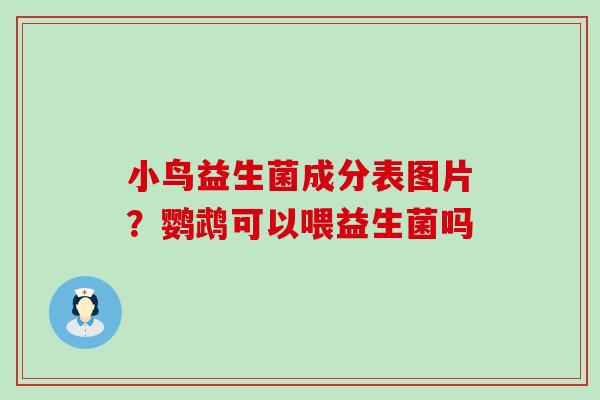 小鸟益生菌成分表图片?鹦鹉可以喂益生菌吗 小鸟益生菌成分表图片?鹦鹉可以喂益生菌吗