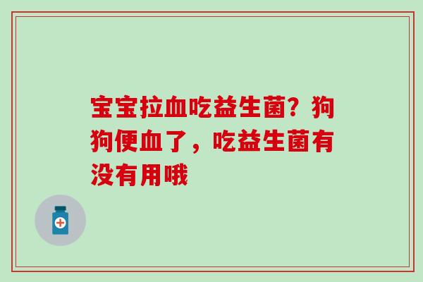 宝宝拉血吃益生菌？狗狗便血了，吃益生菌有没有用哦