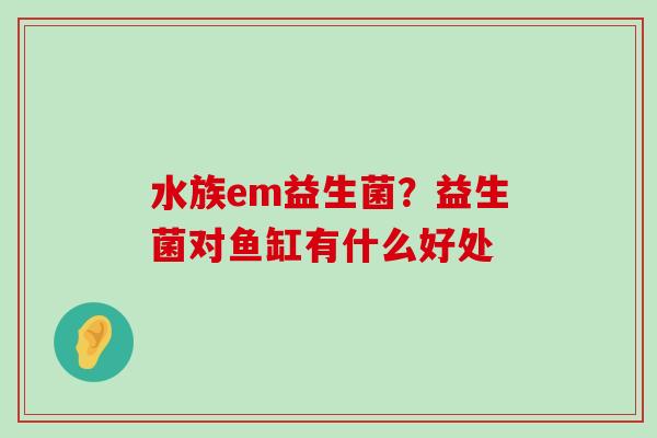 水族em益生菌？益生菌对鱼缸有什么好处