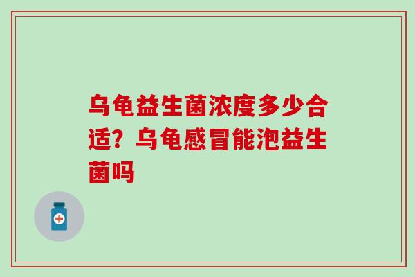 乌龟益生菌浓度多少合适？乌龟能泡益生菌吗