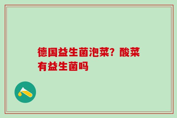 德国益生菌泡菜？酸菜有益生菌吗