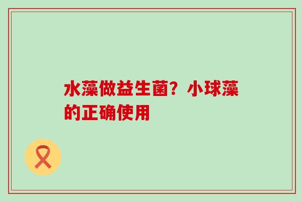 水藻做益生菌？小球藻的正确使用
