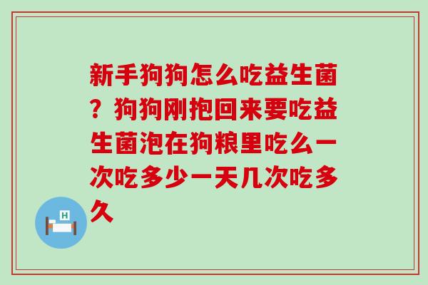 新手狗狗怎么吃益生菌？狗狗刚抱回来要吃益生菌泡在狗粮里吃么一次吃多少一天几次吃多久