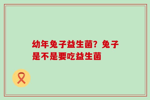 幼年兔子益生菌？兔子是不是要吃益生菌