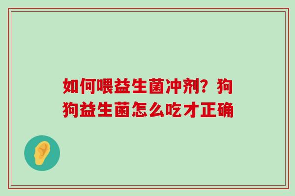 如何喂益生菌冲剂？狗狗益生菌怎么吃才正确