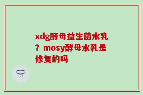 xdg酵母益生菌水乳？mosy酵母水乳是修复的吗