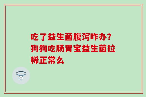 吃了益生菌腹泻咋办？狗狗吃肠胃宝益生菌拉稀正常么