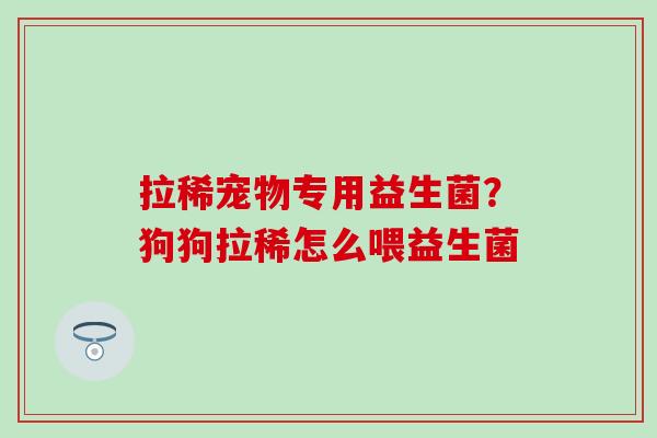 拉稀宠物专用益生菌？狗狗拉稀怎么喂益生菌