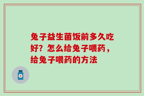 兔子益生菌饭前多久吃好?怎么给兔子喂药,给兔子喂药的方法 兔子益生菌饭前多久吃好?怎么给兔子喂药,给兔子喂药的方法