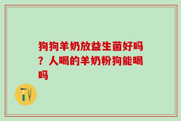 狗狗羊奶放益生菌好吗？人喝的羊奶粉狗能喝吗