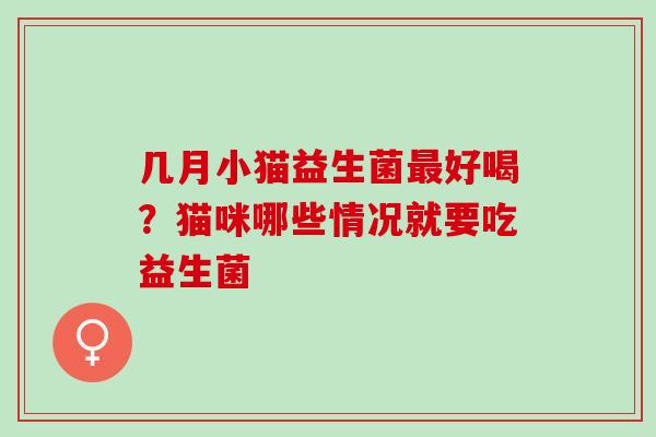 几月小猫益生菌好喝？猫咪哪些情况就要吃益生菌