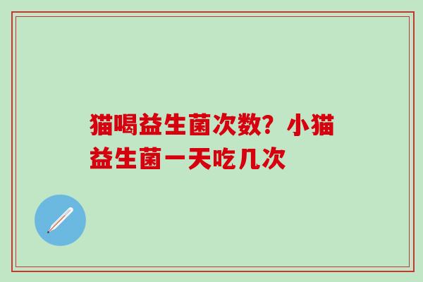 猫喝益生菌次数？小猫益生菌一天吃几次