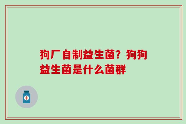 狗厂自制益生菌?狗狗益生菌是什么菌群 狗厂自制益生菌?狗狗益生菌是什么菌群