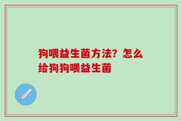 狗喂益生菌方法？怎么给狗狗喂益生菌