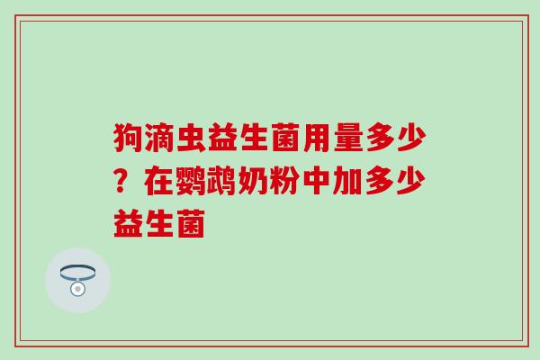 狗滴虫益生菌用量多少？在鹦鹉奶粉中加多少益生菌