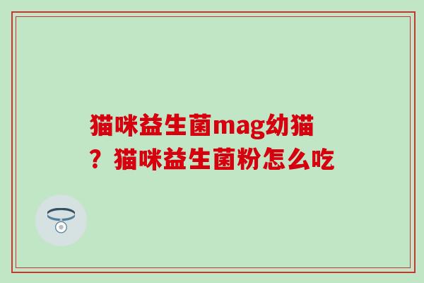 猫咪益生菌mag幼猫？猫咪益生菌粉怎么吃
