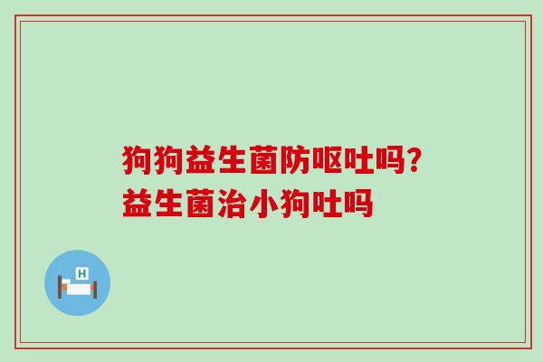 狗狗益生菌防呕吐吗？益生菌治小狗吐吗