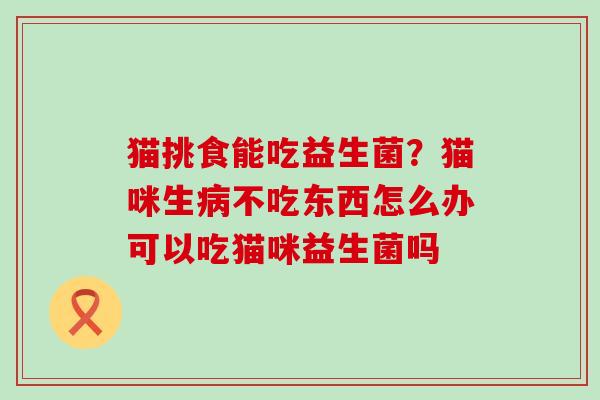 猫挑食能吃益生菌?猫咪生不吃东西怎么办可以吃猫咪益生菌吗 猫挑食能吃益生菌?猫咪生不吃东西怎么办可以吃猫咪益生菌吗