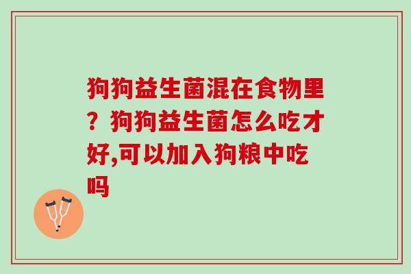 狗狗益生菌混在食物里？狗狗益生菌怎么吃才好,可以加入狗粮中吃吗