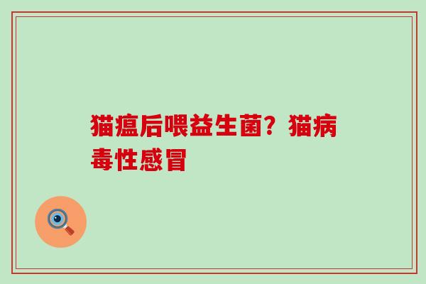 猫瘟后喂益生菌？猫病毒性感冒