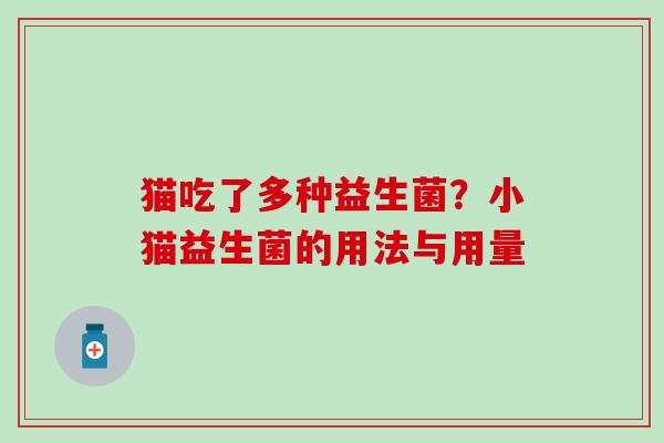 猫吃了多种益生菌？小猫益生菌的用法与用量