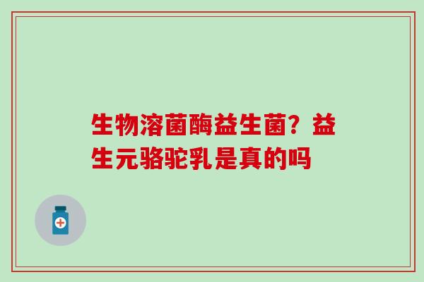 生物溶菌酶益生菌?益生元骆驼乳是真的吗 生物溶菌酶益生菌?益生元骆驼乳是真的吗