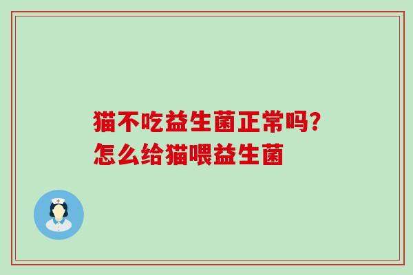 猫不吃益生菌正常吗？怎么给猫喂益生菌