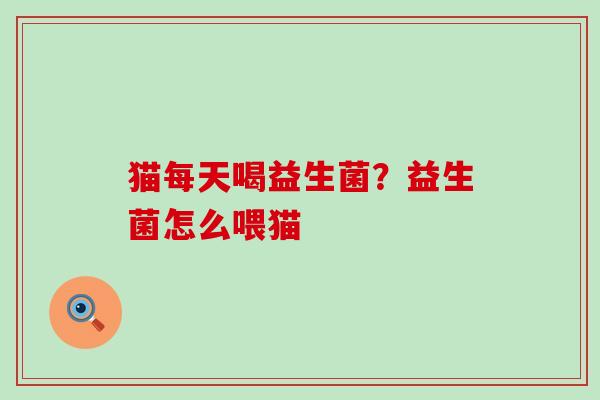 猫每天喝益生菌?益生菌怎么喂猫 猫每天喝益生菌?益生菌怎么喂猫