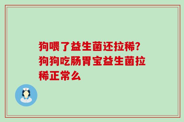 狗喂了益生菌还拉稀？狗狗吃肠胃宝益生菌拉稀正常么