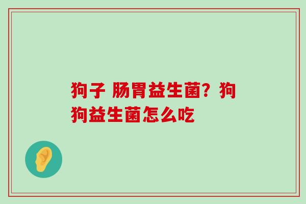 狗子 肠胃益生菌？狗狗益生菌怎么吃
