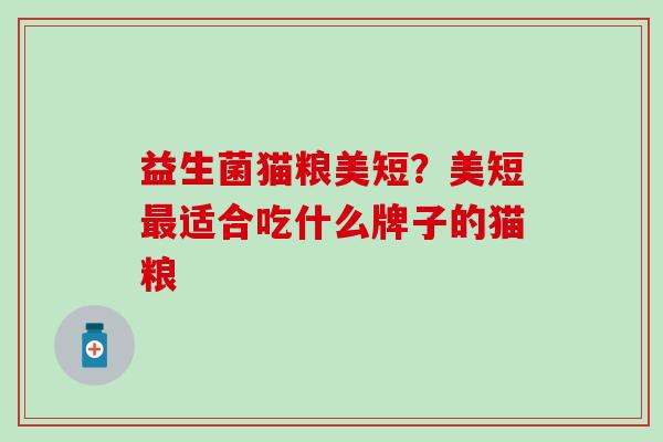 益生菌猫粮美短？美短适合吃什么牌子的猫粮
