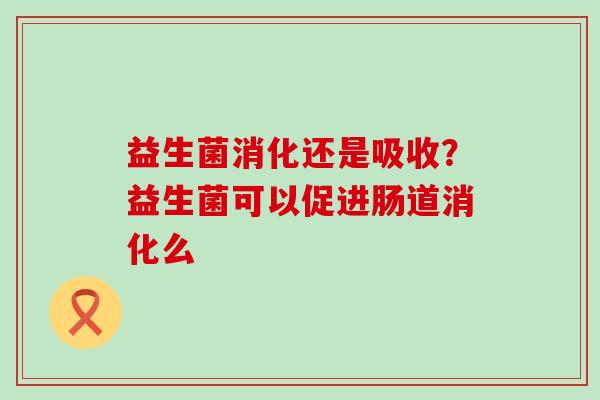 益生菌消化还是吸收？益生菌可以促进肠道消化么
