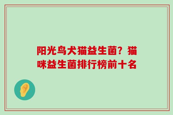 阳光鸟犬猫益生菌？猫咪益生菌排行榜前十名