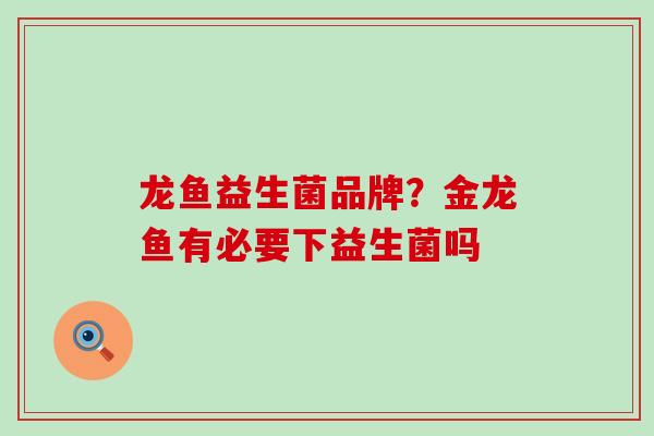 龙鱼益生菌品牌？金龙鱼有必要下益生菌吗