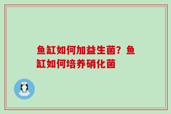鱼缸如何加益生菌？鱼缸如何培养硝化菌