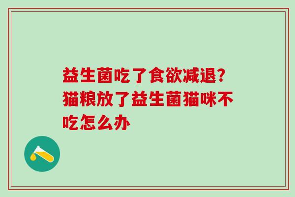 益生菌吃了食欲减退？猫粮放了益生菌猫咪不吃怎么办
