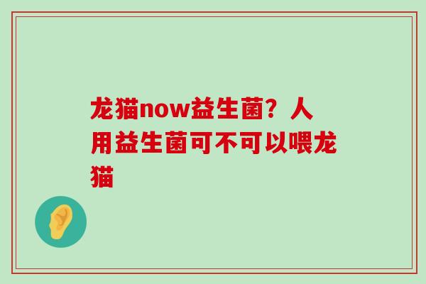 龙猫now益生菌?人用益生菌可不可以喂龙猫 龙猫now益生菌?人用益生菌可不可以喂龙猫