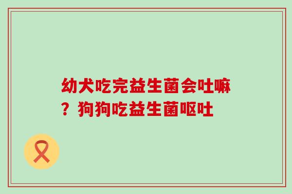 幼犬吃完益生菌会吐嘛？狗狗吃益生菌呕吐