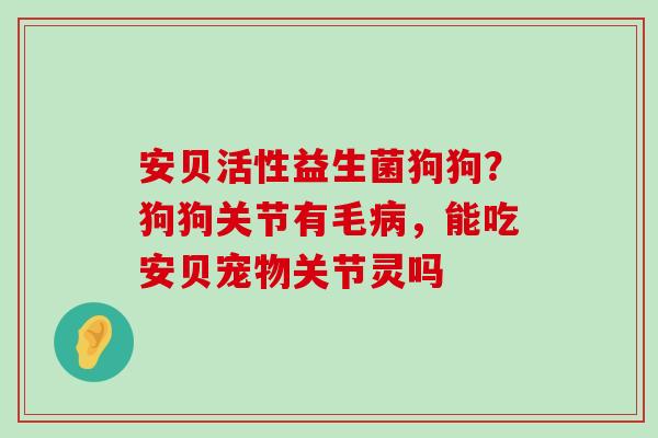 安贝活性益生菌狗狗？狗狗关节有毛病，能吃安贝宠物关节灵吗