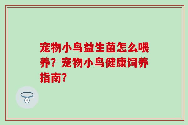 宠物小鸟益生菌怎么喂养?宠物小鸟健康饲养指南? 宠物小鸟益生菌怎么喂养?宠物小鸟健康饲养指南?